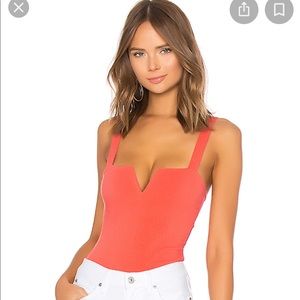 Free People Pippa V Wire Orange Bodysuit